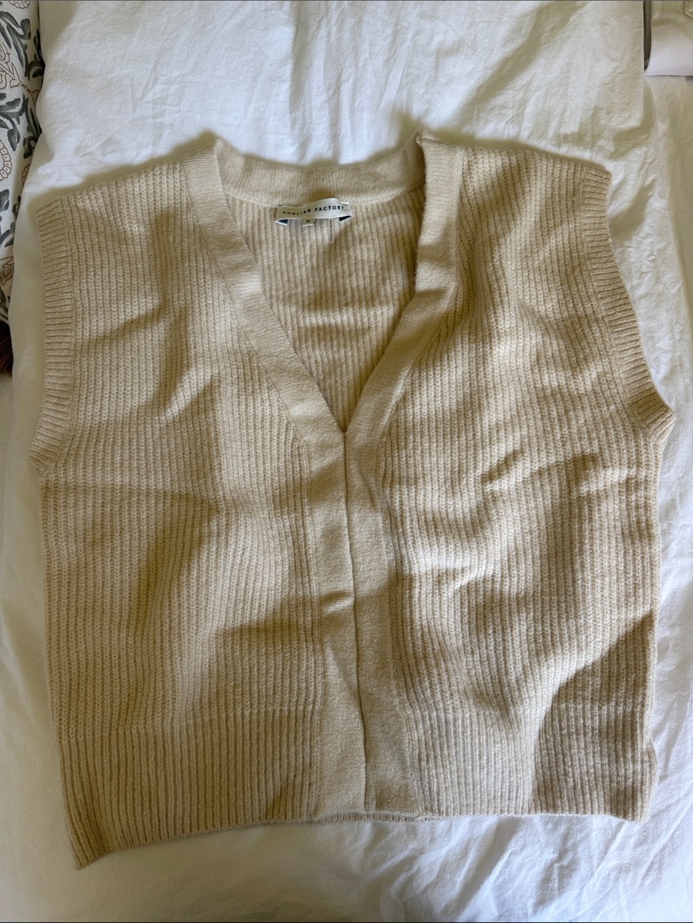 English Factory Cream Ribbed V-Neck Sweater Vest